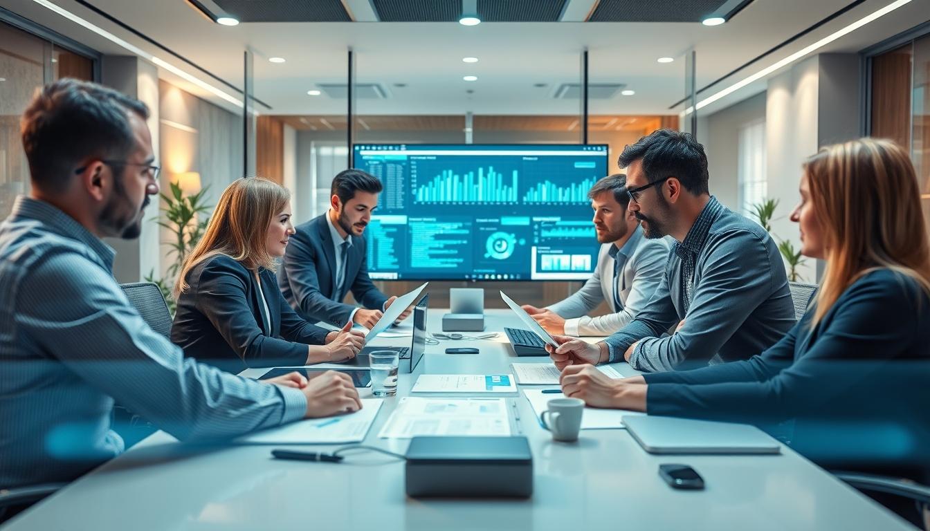 Business software development team collaboration